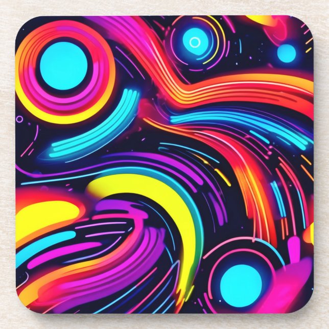 Neon Dreamscape Art Getränkeuntersetzer (Vorderseite)