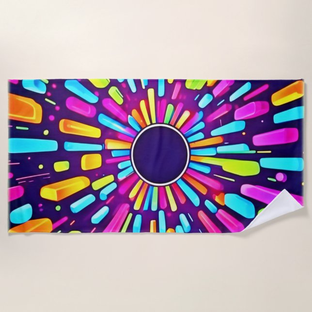 Neon Dreamscape: Eine psychedelische Reise Strandtuch (Vorderseite)