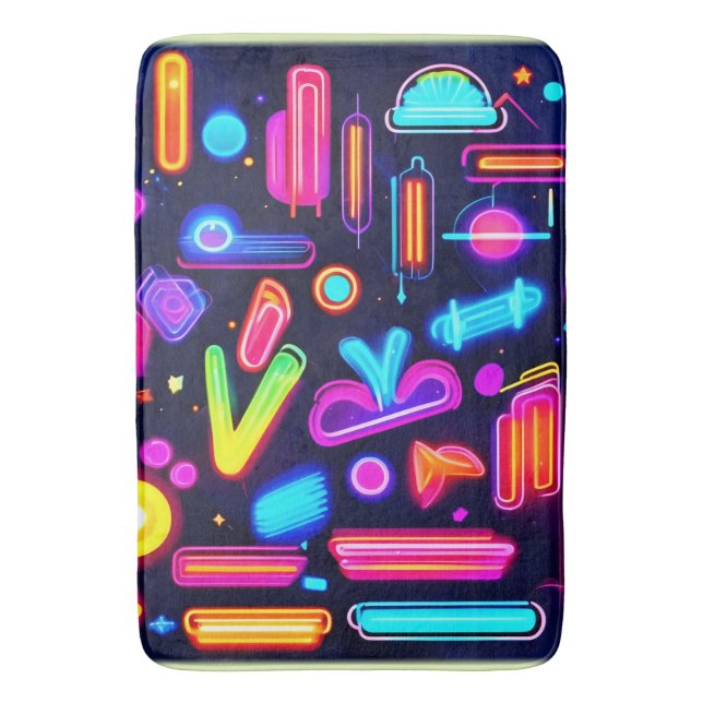 Neon Dreamscape Symphony Badematte (Vorderseite Vertikal)
