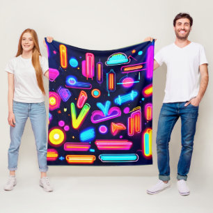 Neon Dreamscape Symphony Fleecedecke