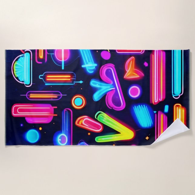 Neon Dreamscape Symphony Strandtuch (Vorderseite)