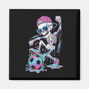 Neon-Drip-Skelett-Fußballspieler-Graffiti-Straßen- Magnet
