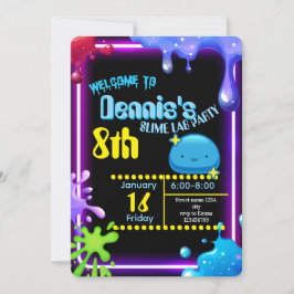 Neon Drip Slime Birthday Party Invitation Kids