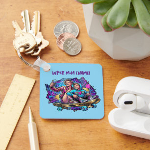 Neon Drive Schlüsselanhänger: Mutter & Sohn Skate- Schlüsselanhänger