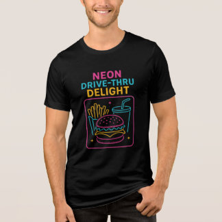 Neon Drive-Thru Delight - Retro Fast Food Glow Art Tri-Blend Shirt