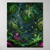 Neon Dschungel — KI-Regenwald-Tech-Fusion-Kunstpos