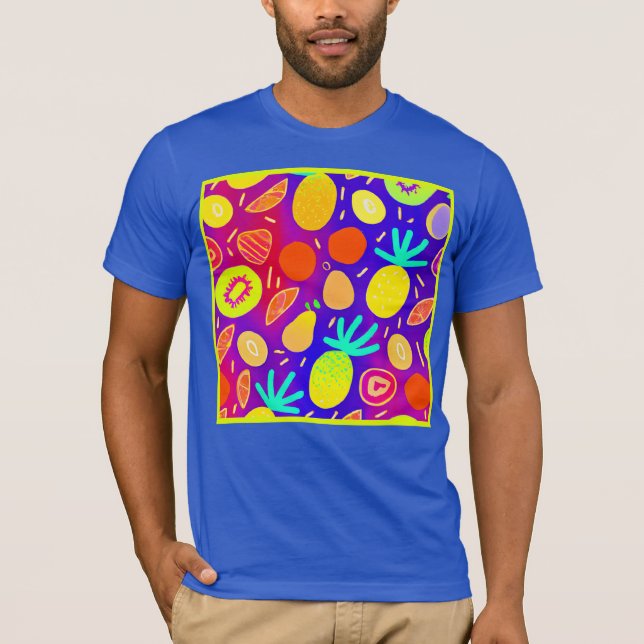 Neon Dynamic Fruchtmuster Art T-Shirt (Vorderseite)