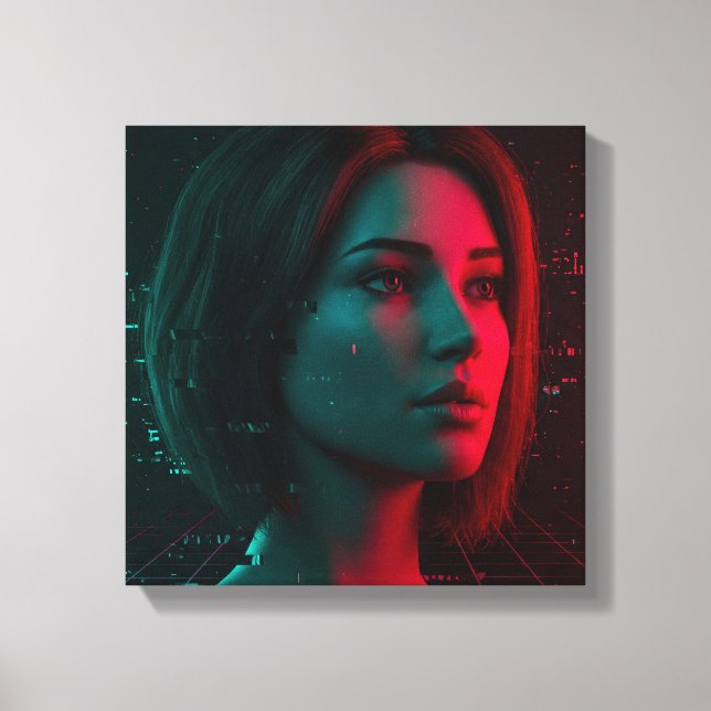 Neon Echo Stretched Canvas Print Leinwanddruck (Vorderseite)