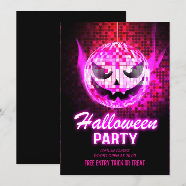 Neon Effect Adult Halloween-Party Einladung (Vorne/Hinten)