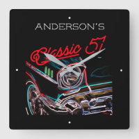Neon Effect Chevy Classic 1957 Car Name Red Script