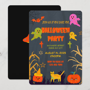 Neon Éffrayant Halloween Party Invitation