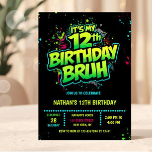 Neon-Einladung zum 12. Geburtstag für Jungen, mode Einladung