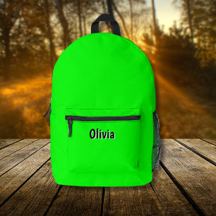 Neon Electric Green Schwarzer 3D-Personalisierte Bedruckter Rucksack