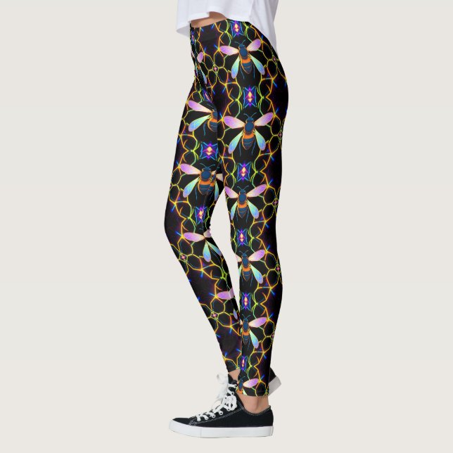 Neon Electric Honeycomb Bee Leggings (Links)