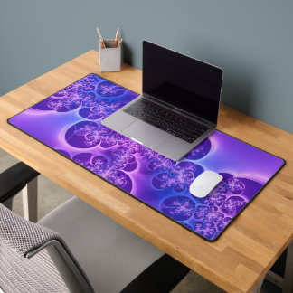 Neon Electric Purple Fractal Bubble Schreibtischunterlage