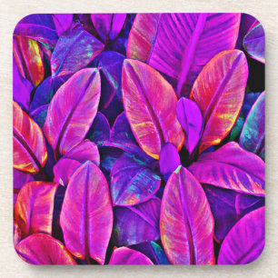 Neon Elegance Vivid Leaf Radiance Getränkeuntersetzer