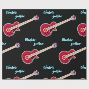Neon-Elektrogitarre Retro-80er-Rockmusik Geschenkpapier