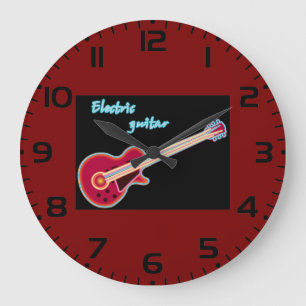 Neon-Elektrogitarre Retro-80er-Rockmusik Große Wanduhr