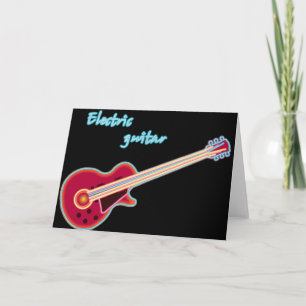 Neon-Elektrogitarre Retro-80er-Rockmusik Karte