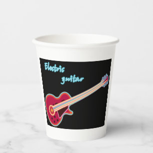 Neon-Elektrogitarre Retro-80er-Rockmusik Pappbecher