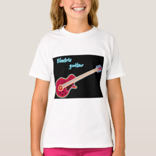 Neon-Elektrogitarre Retro-80er-Rockmusik T-Shirt