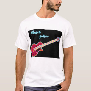 Neon-Elektrogitarre Retro-80er-Rockmusik T-Shirt