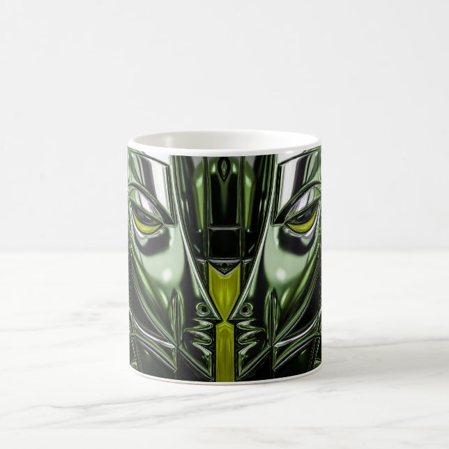 Neon Emerald Metal Face Kaffeetasse (Mittel)