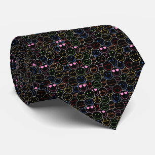 Neon Emoji Pattern Krawatte: Bold, Modern, Retro F Krawatte