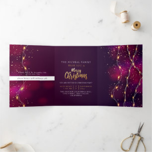 Neon en or violet Custom Noël nouvel an invitation