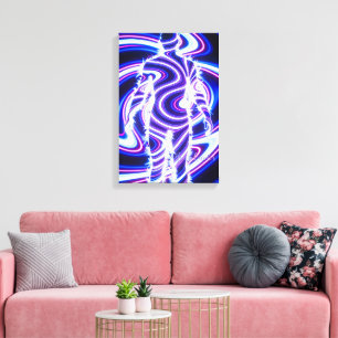 Neon-Energie-Menschensilhouette Leinwanddruck