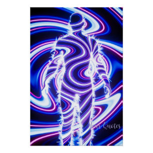 Neon-Energie-Menschensilhouette Poster