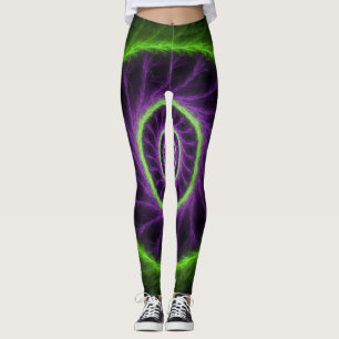 Neon-Energie-Spirale – Grüner und violetter Frakta Leggings
