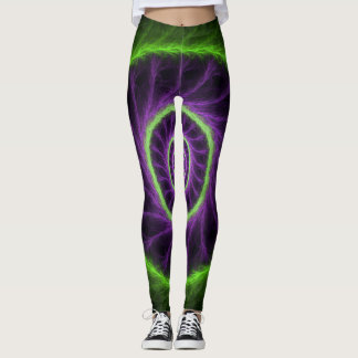 Neon-Energie-Spirale – Grüner und violetter Frakta Leggings