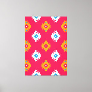 Neon Ethnic Coral Geometric Tribal Lines Leinwanddruck