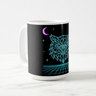Neon-Eulen-Synthwave - Retro-Nachtwächter Kaffeetasse