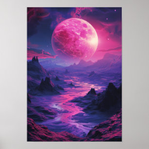 Neon Exoplanet Landschaftsbild Poster