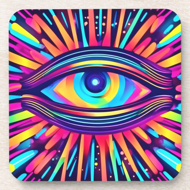 Neon Eye of the Cosmos Getränkeuntersetzer (Vorderseite)