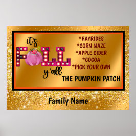Neon Fall Autumn Customize Text and Color Poster