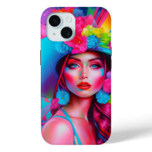Neon Fantasy Floral Portrait