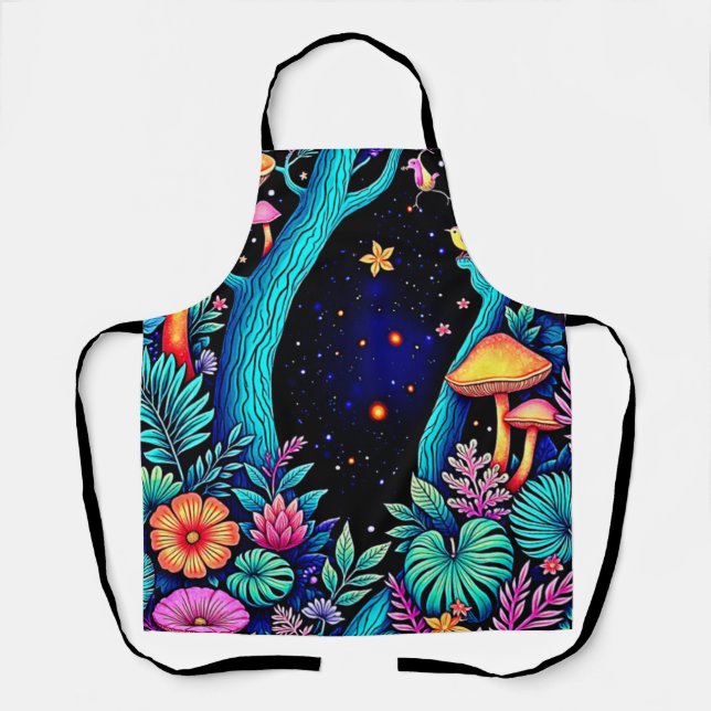 Neon Fantasy Forest Night Glow Design Schürze (Vorderseite)