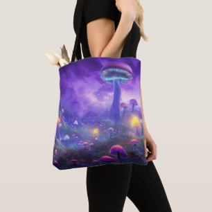 Neon Fantasy Mushrooms Tote Bag Tasche