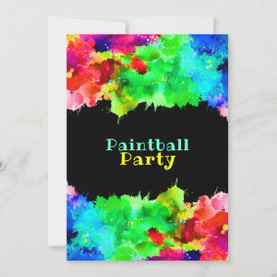 Neon-Farbspritzer, Paintball-Party Einladung