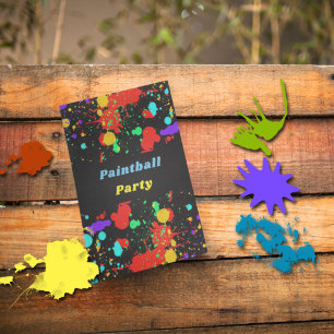 Neon-Farbspritzer, Paintball-Party-Einladung Einladung