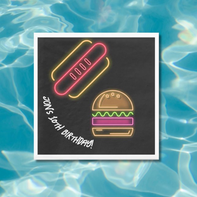 Neon Fast Food Monogram Name Vibrann Serviette (Von Creator hochgeladen)