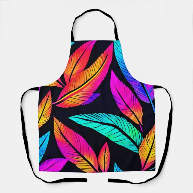 Neon Feather Pattern Die pulsierende Kunst Schürze (Vorderseite)