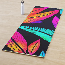 Neon Feather Pattern Die pulsierende Kunst Yogamatte