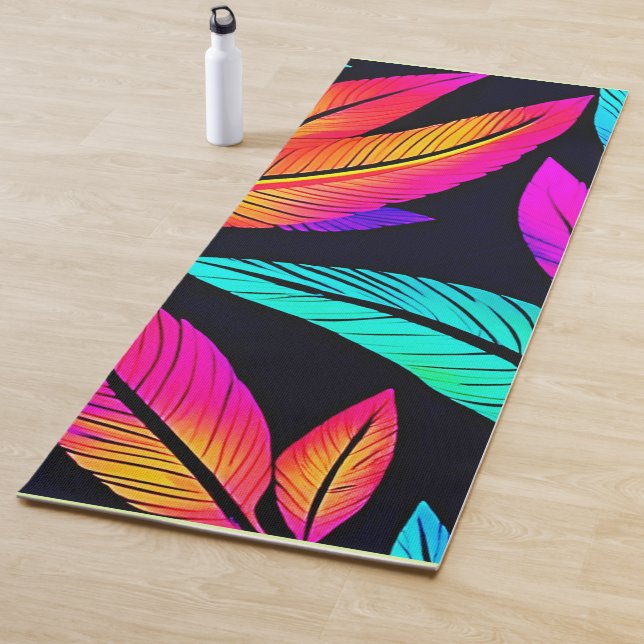 Neon Feather Pattern Die pulsierende Kunst Yogamatte (Beispiel)