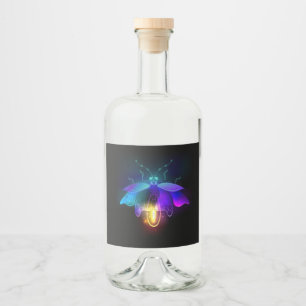 Neon Firefly auf schwarz Alkoholflaschenetikett