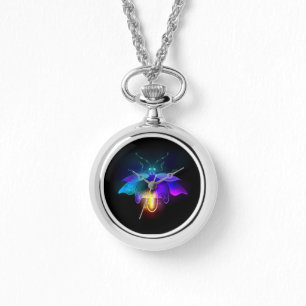 Neon Firefly auf schwarz Armbanduhr