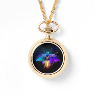 Neon Firefly auf schwarz Armbanduhr